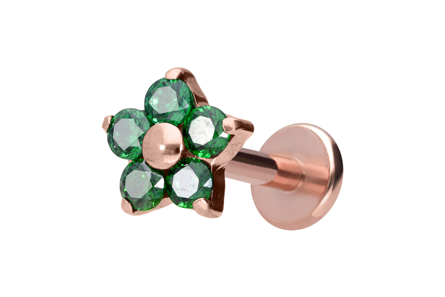 Titan Labret Piercing mit Innengewinde KRISTALLBLUME